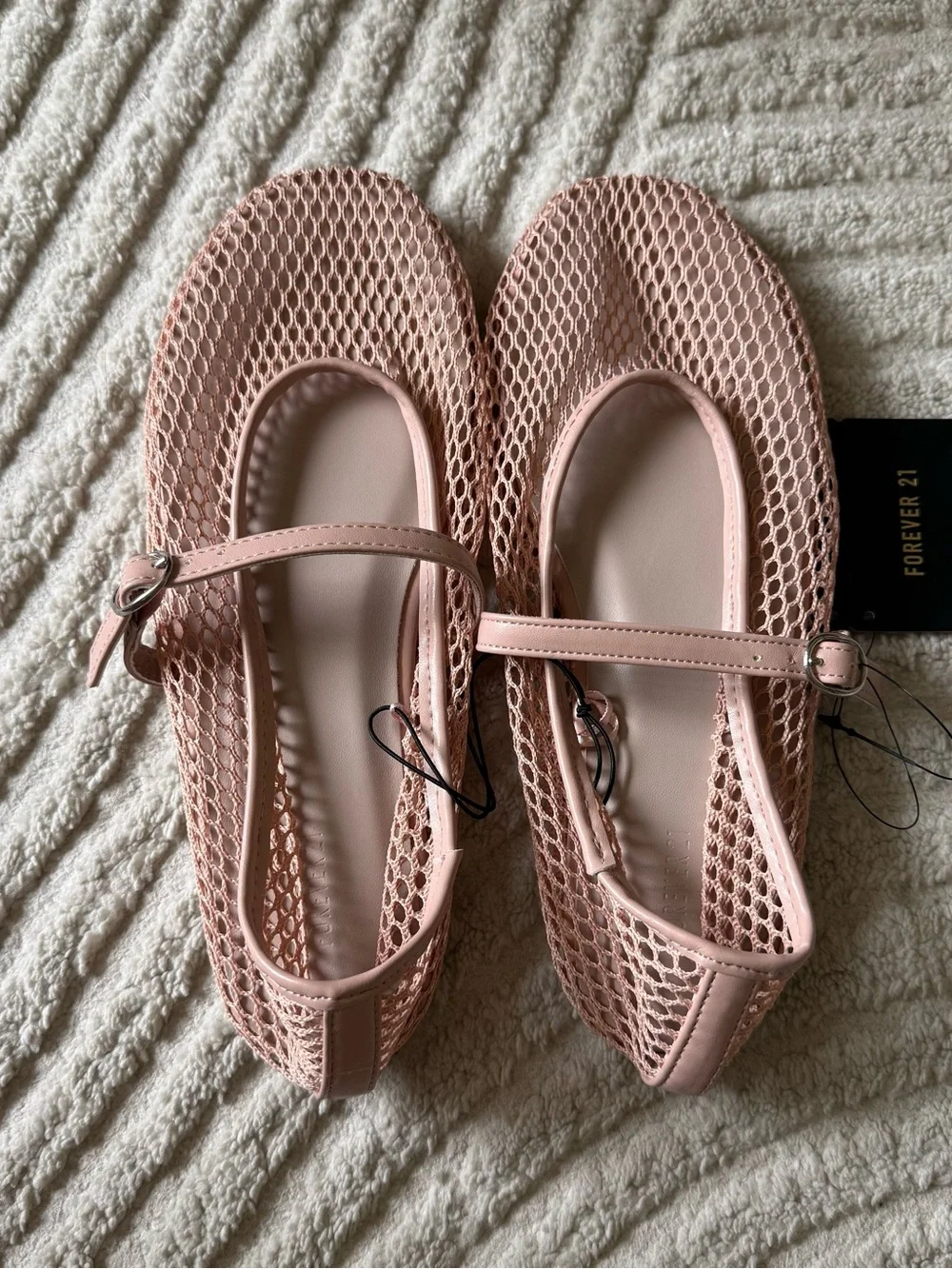 Forever 21 Womens 9 Pink Mesh Mary Jane Flats Deadstock NWT Balletcore Y2K